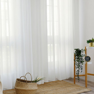 Beatrice Striped White Sheer Voile Curtains 4