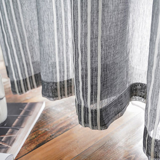 Urban Melody Striped Charcoal Grey Voile Curtain 3