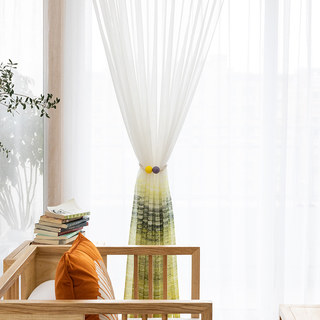 Brush Strokes Yellow Sheer Voile Curtains 5