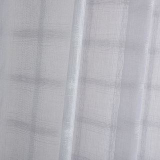 Roma Striped Grid Textured Weaves Grey Sheer Voile Curtains 2