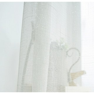 Subtle Silver Textured Sheen White Sheer Voile Curtain 1