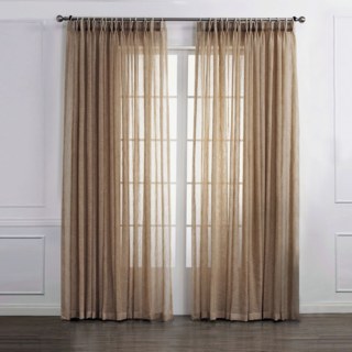 Daytime Textured Weaves Light Brown Sheer Voile Curtain