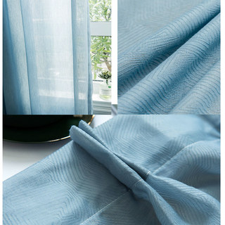 Lino Textured Blue Sheer Voile Curtain 5