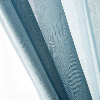Lino Textured Blue Sheer Voile Curtain 6