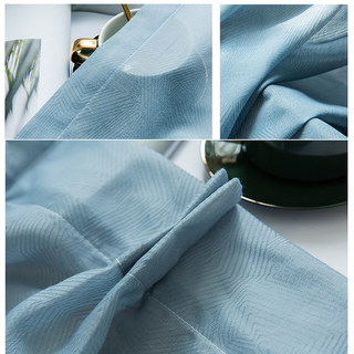 Lino Textured Blue Sheer Voile Curtain 4