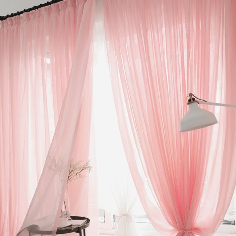 Luxe Pale Dusky Pink Voile Curtain 1