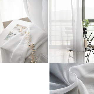 Illusion Detailed Texture White Sheer Voile Curtains 4