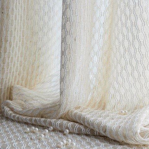 Wave Some Magic Oatmeal Cotton Blend Net Trellis Heavy Net Curtain 1