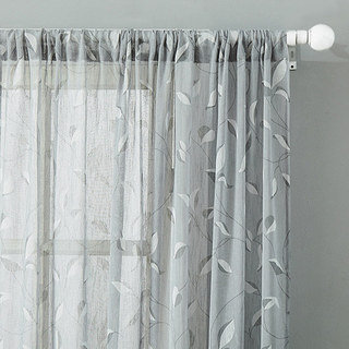 Misty Meadow Grey Branches Sheer Voile Curtain