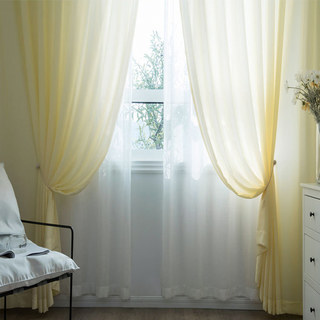 Silk Road Buttercup Yellow Textured Chiffon Voile Curtain 3