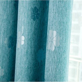 Lucky Clovers Blackout Dusky Blue Curtains 7