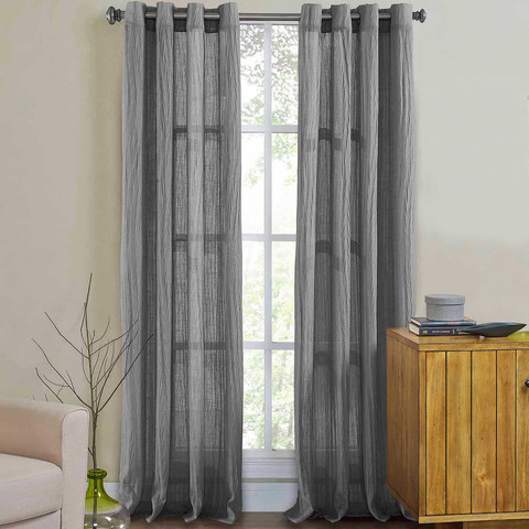 Candy Crushed Voile Curtain Dark Grey Colour 1