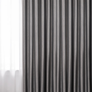 Metallic Silky Rippled Wave Charcoal Grey Blackout Curtain 1