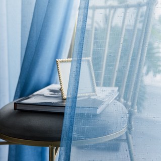 The Perfect Blend Ombre Sapphire Blue Textured Sheer Voile Curtain 2