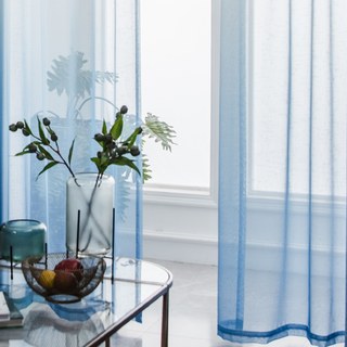 The Perfect Blend Ombre Sapphire Blue Textured Sheer Voile Curtain 3
