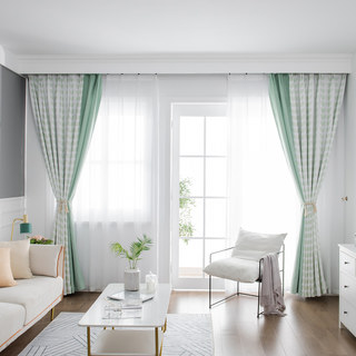 Cozy Mood Mid Century Modern Leaf Pattern Lightweight Mint Green Curtain 4