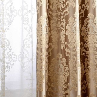 Demure Florals Damask Embroidered Ivory White Net Curtain 5