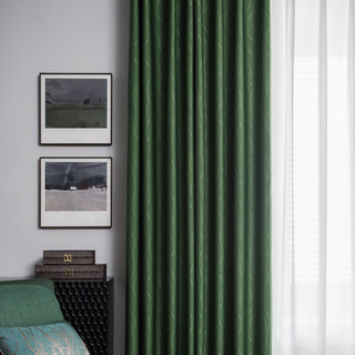 Rippled Waves Superthick Olive Green Blackout Curtain 10