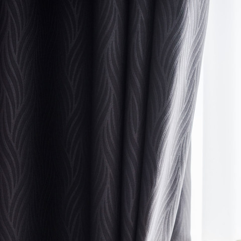 Superthick Willow Leaves Dark Grey 100% Blackout Curtain 1