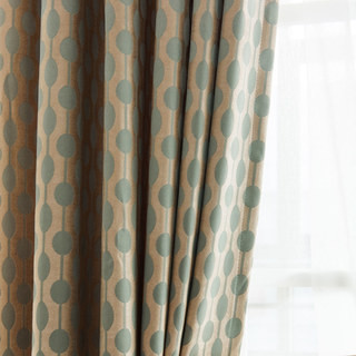 Beaded Lines Pastel Green Polka Dots and Stripes Chenille Curtain