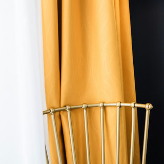 Rippled Waves Superthick Lemon Yellow Blackout Curtain 3