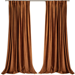 Fine Terracotta Caramel Burnt Orange Velvet Curtains 7