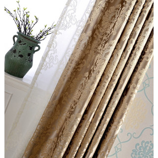 Demure Florals Damask Jacquard Brown Curtain 7