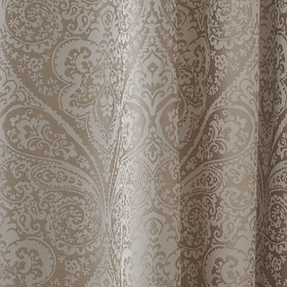 New Classics Luxury Damask Jacquard Silky Champagne Mocha Curtain
