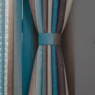 Sea Breeze Cocktail Coconut Shell Brown and Seashore Blue Striped Curtain 7