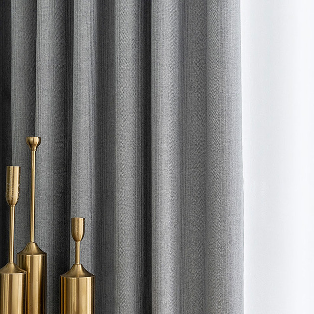 Simple Pleasures Prairie Grain Subtle Textured Striped Grey Light Charcoal Blackout Curtains 1