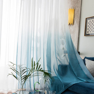 The Perfect Blend Ombre Pacific Blue Sheer Voile Curtain