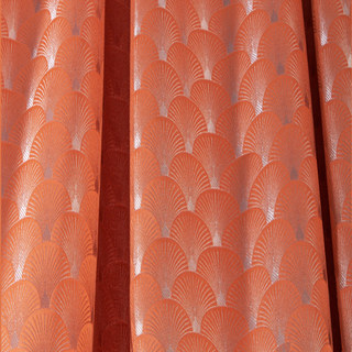 The Roaring Twenties Luxury Art Deco Shell Patterned Orange & Silver Curtain 6
