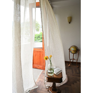 Zen Garden 100% Pure Flax Linen Natural Colour Sheer Voile Curtain 9