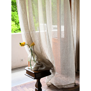 Zen Garden 100% Pure Flax Linen Natural Colour Sheer Voile Curtain 7