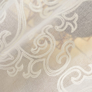Demure Florals Damask Embroidered Ivory White Net Curtain 3