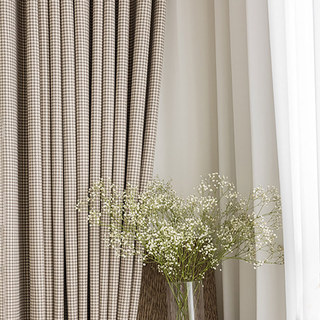 Houndstooth Patterned Brown Beige Blackout Curtain 3