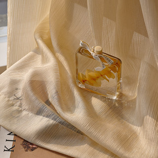 Paris Cascade Shimmering Striped Champagne Sheer Voile Curtain
