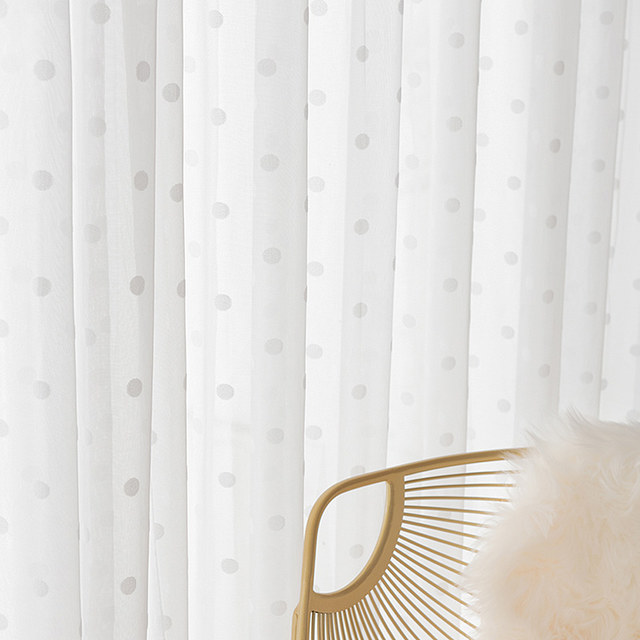 Classic White Polka Dot Jacquard Sheer Voile Curtain 1