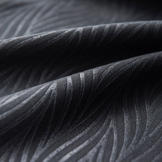 Superthick Willow Leaves Charcoal Black 100% Blackout Curtain 11