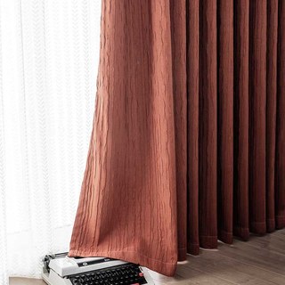 The Crush Terracotta Rust Red Crushed Striped Blackout Curtain