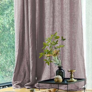 Wabi Sabi 100% Flax Linen Dusky Pink Heavy Semi Sheer Voile Curtain 4