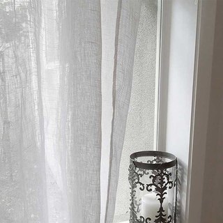 Wabi Sabi 100% Flax Linen White Heavy Semi Sheer Voile Curtain 5