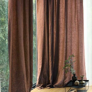 Wabi Sabi Pure Flax Linen Terracotta Heavy Semi Sheer Voile Curtain 2