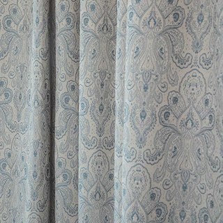 New Classics Luxury Damask Jacquard Grey & Blue Curtain 3