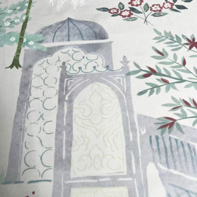 Persian Garden Grey Dome Floral Velvet Curtain 1