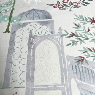 Persian Garden Grey Dome Floral Velvet Curtain