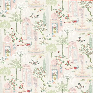 Persian Garden Pink Dome Floral Velvet Curtain 6