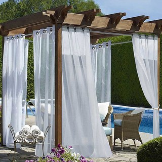 Laguna Outdoor Waterproof White Voile Curtain