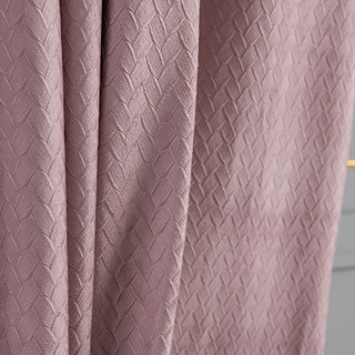 Scandinavian Basketweave Textured Pink Velvet Blackout Curtains 5