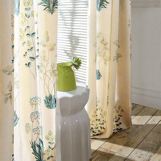 Springfield Turquoise Green and Cream Print Floral Curtains 3